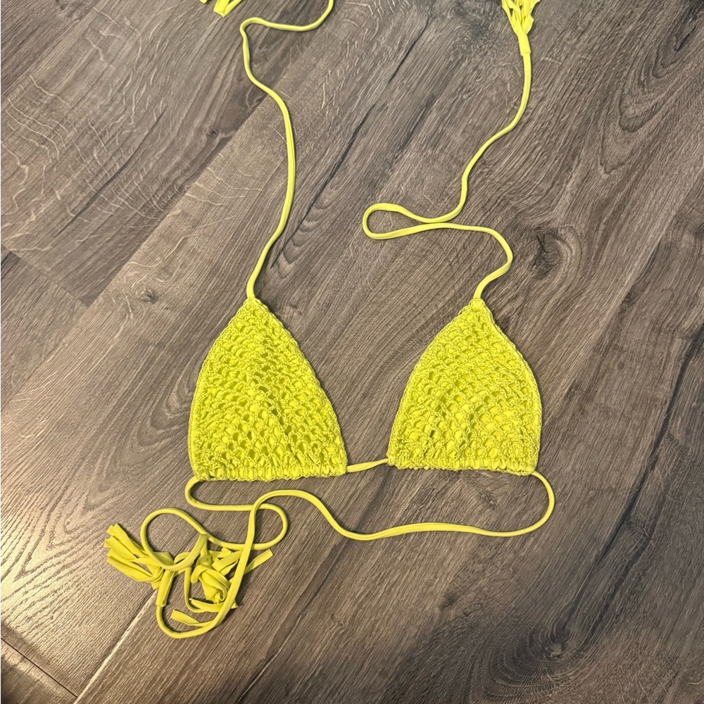Acacia Swimwear Brown and Yellow Bikini Top